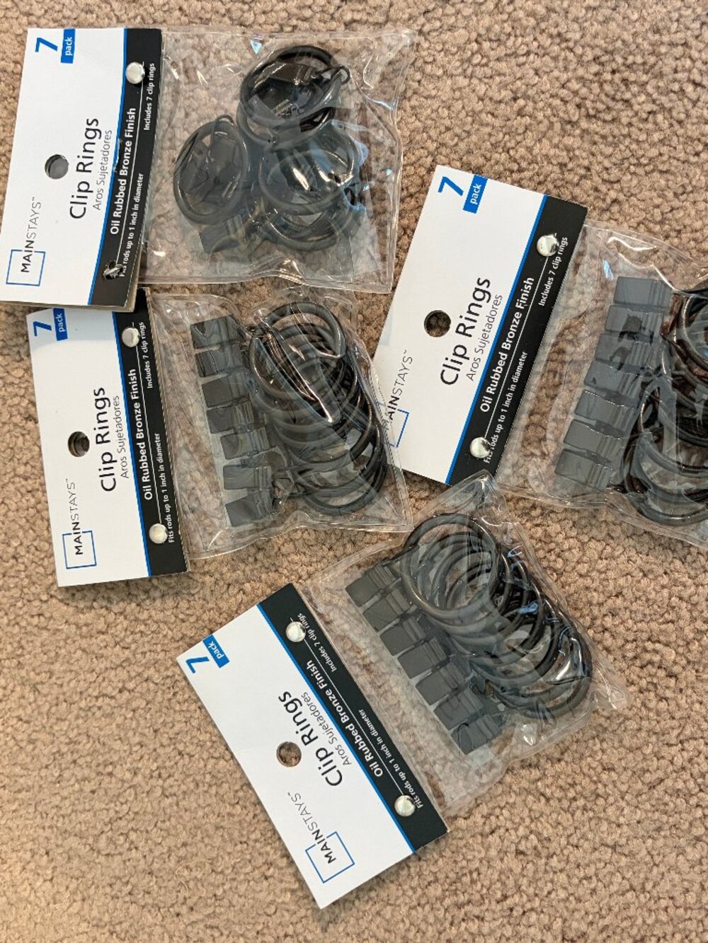 Mainstays 1" Bronze Curtain Clip Rings
